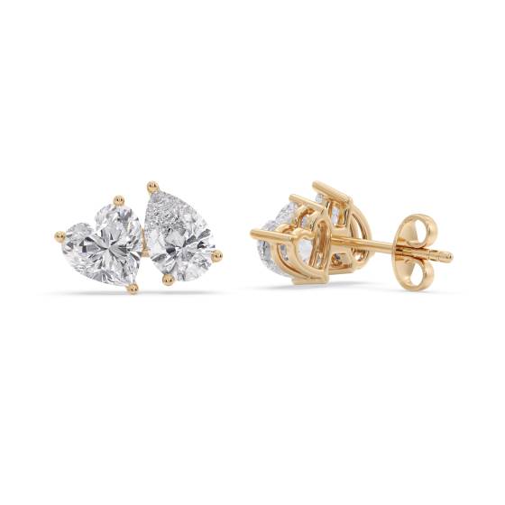 Toi Et Moi Heart and Pear Diamond Earrings
