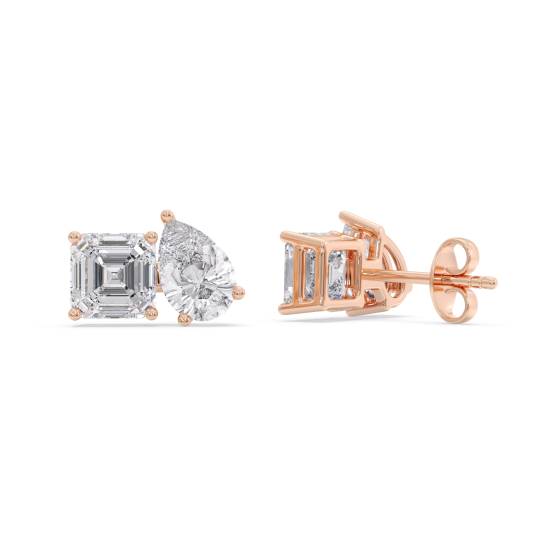 Toi Et Moi Asscher and Pear Diamond Earrings
