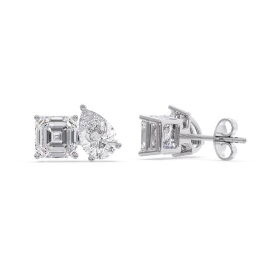 Toi Et Moi Asscher and Pear Diamond Earrings
