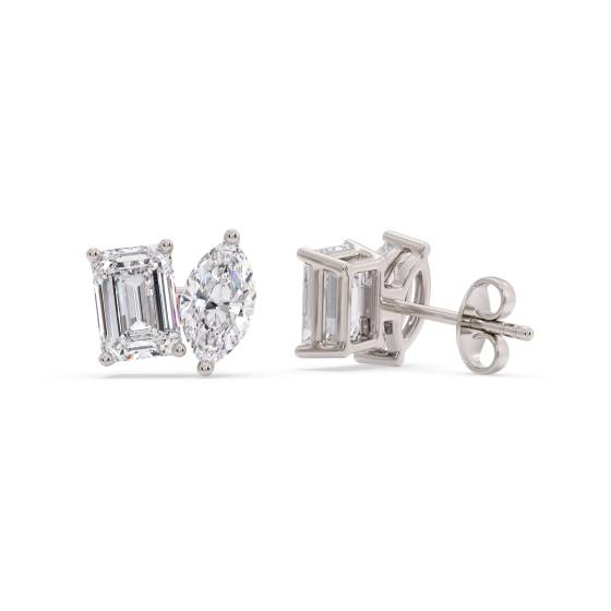 Toi Et Moi Emerald and Marquise Diamond Earrings