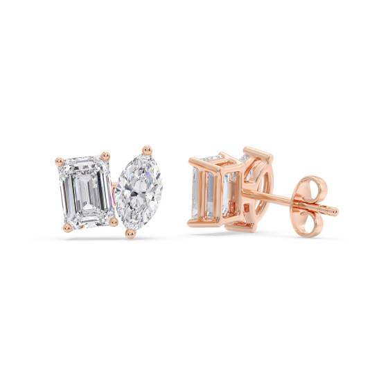 Toi Et Moi Emerald and Marquise Diamond Earrings