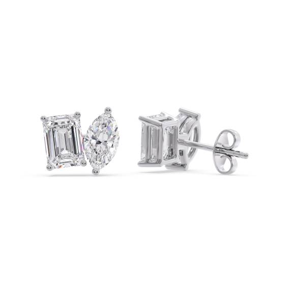 Toi Et Moi Emerald and Marquise Diamond Earrings
