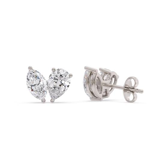 Toi Et Moi Marquise and Pear Diamond Earrings