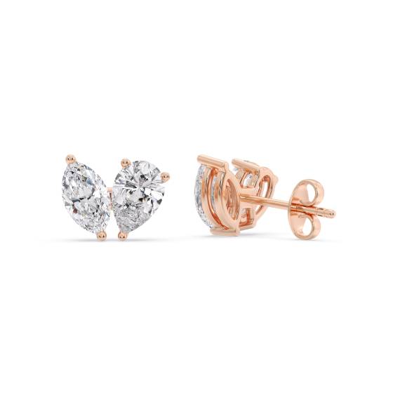 Toi Et Moi Marquise and Pear Diamond Earrings