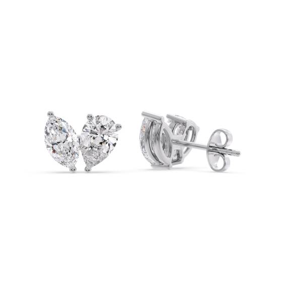 Toi Et Moi Marquise and Pear Diamond Earrings