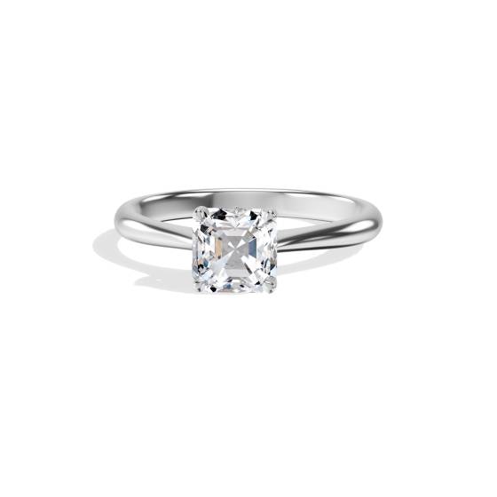 Asscher Diamond Solitaire Engagement Ring