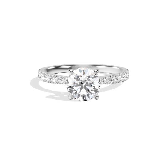 Verlobungsring mit rundem Diamanten im Schulterbereich