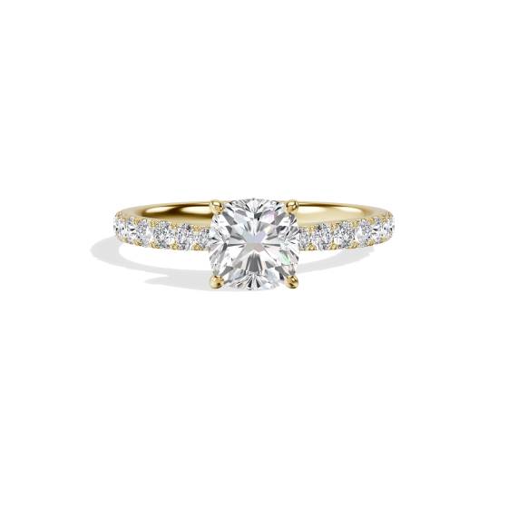 Cushion Diamond Shoulder Set Engagement Ring