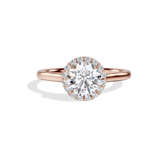 Runder Diamantring mit einzelnem Halo
