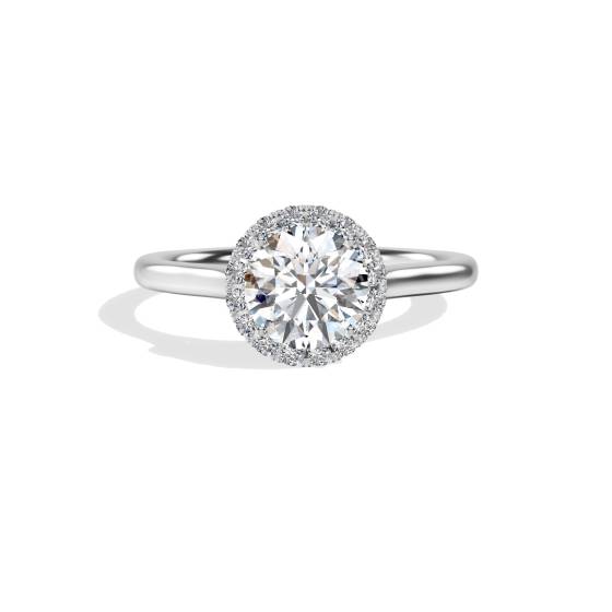 Runder Diamantring mit einzelnem Halo