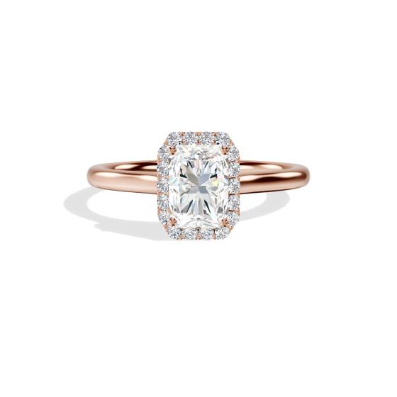 Strahlender Diamantring mit einzelnem Halo