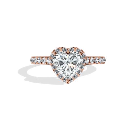 Heart Diamond Shoulder Set Engagement Ring