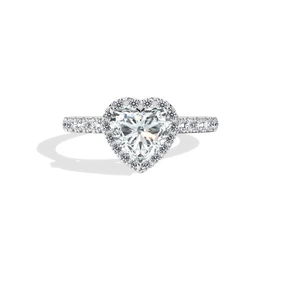 Heart Diamond Shoulder Set Engagement Ring