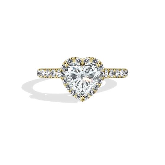 Heart Diamond Shoulder Set Engagement Ring