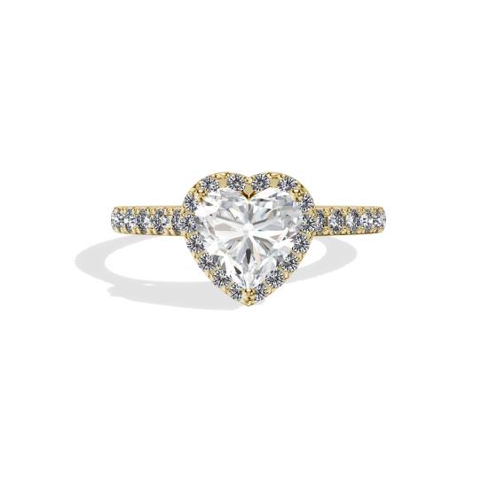 Heart Diamond Shoulder Set Engagement Ring