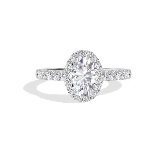 Oval Diamond Halo Engagement Ring