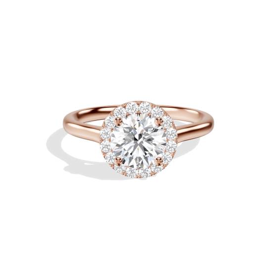 Eleganter Ring mit rundem Diamanten und einzelnem Halo