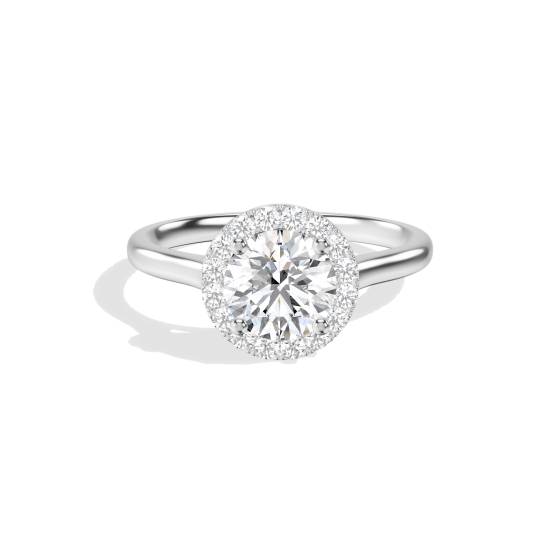Eleganter Ring mit rundem Diamanten und einzelnem Halo