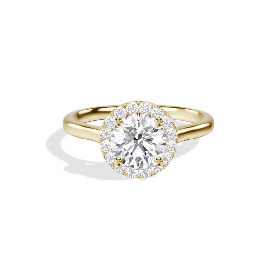 Eleganter Ring mit rundem Diamanten und einzelnem Halo
