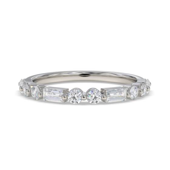 Baguette and Round Diamond Alternating Eternity Ring
