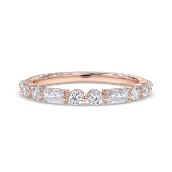 Baguette and Round Diamond Alternating Eternity Ring