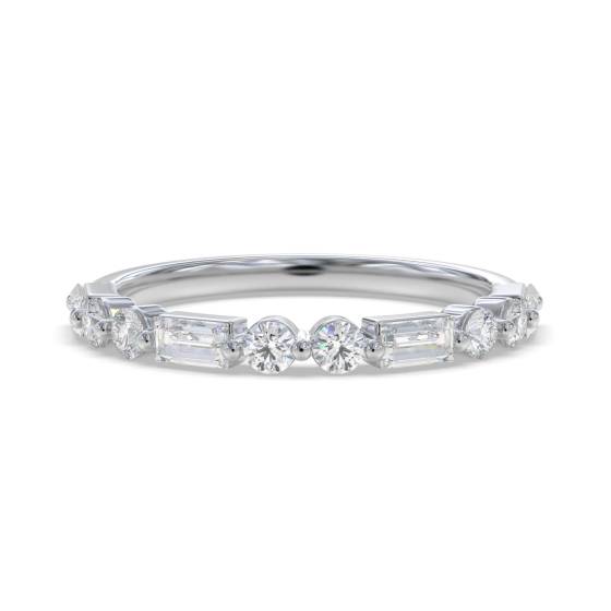 Baguette and Round Diamond Alternating Eternity Ring