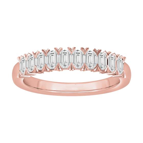 Emerald Arrow Claws 10 Stone Diamond Eternity Ring