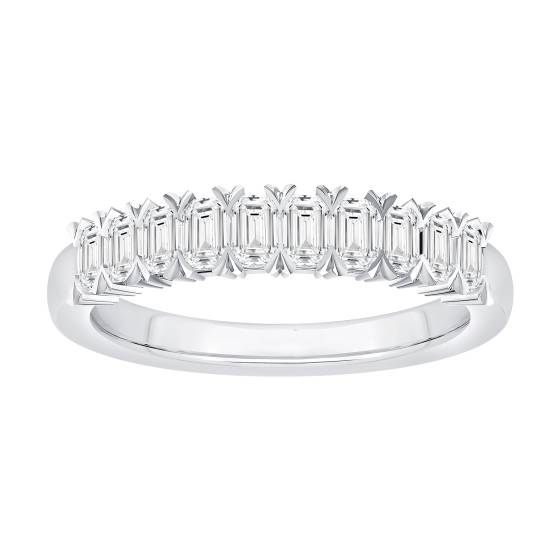 Emerald Arrow Claws 10 Stone Diamond Eternity Ring