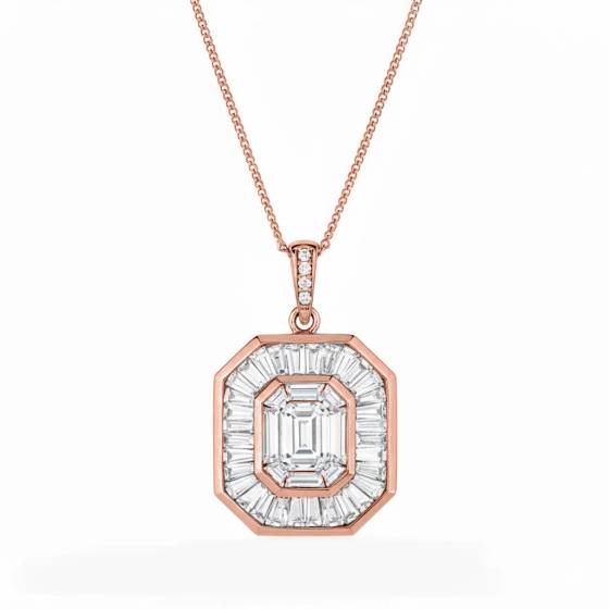Cluster Round and Baguette Diamond Designer Pendant