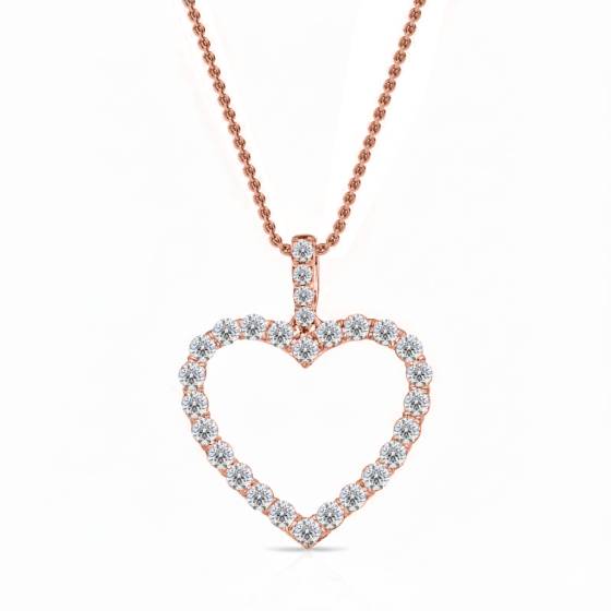 Classic Round Diamond Heart Pendant