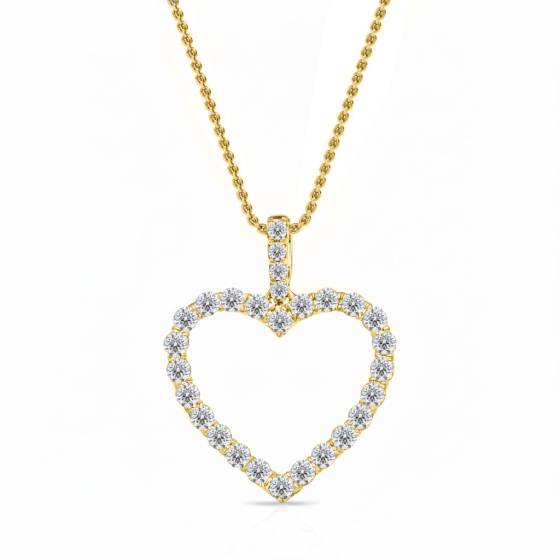 Classic Round Diamond Heart Pendant