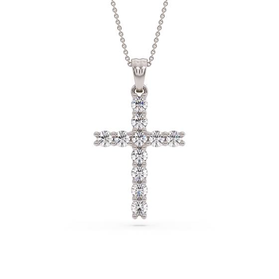 Classic Round Diamond Cross Pendant