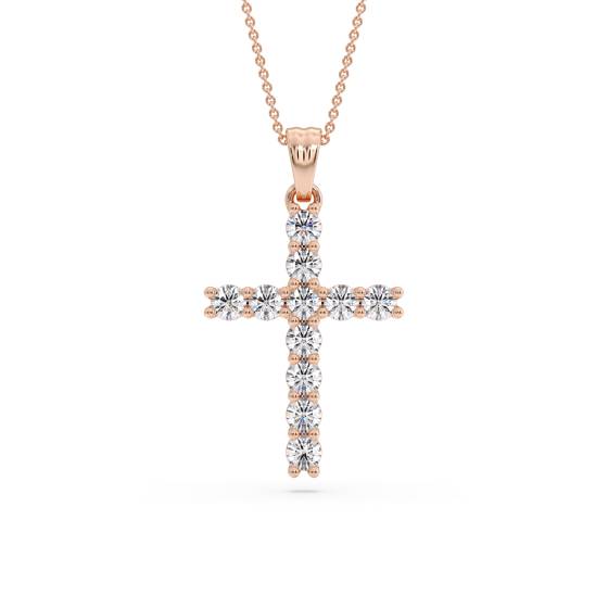 Classic Round Diamond Cross Pendant