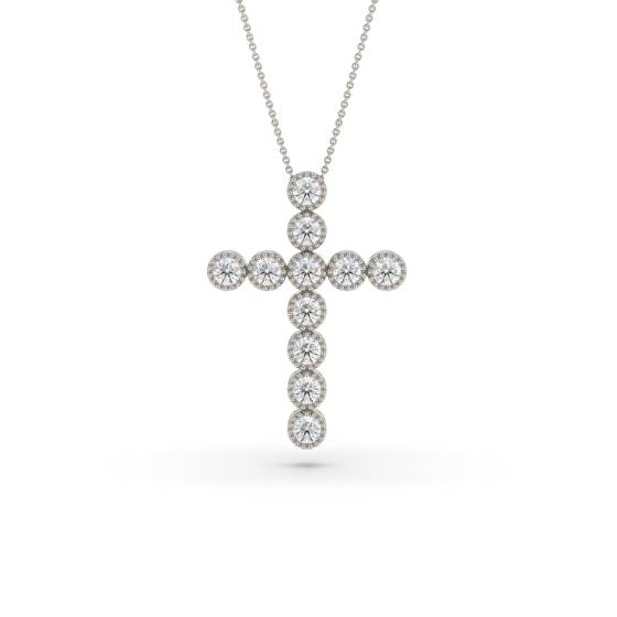 Round Diamond Cross Pendant
