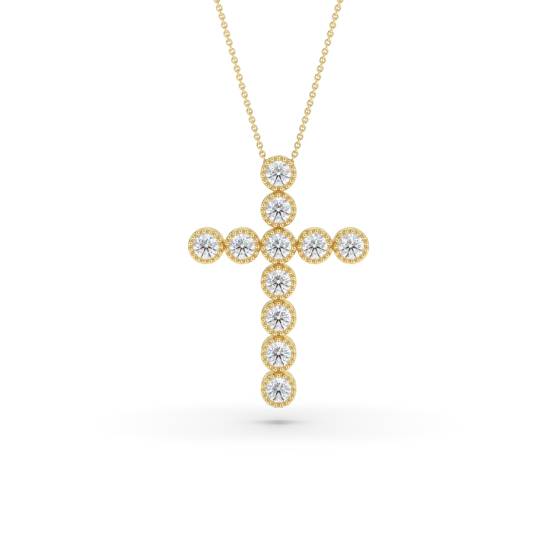 Round Diamond Cross Pendant