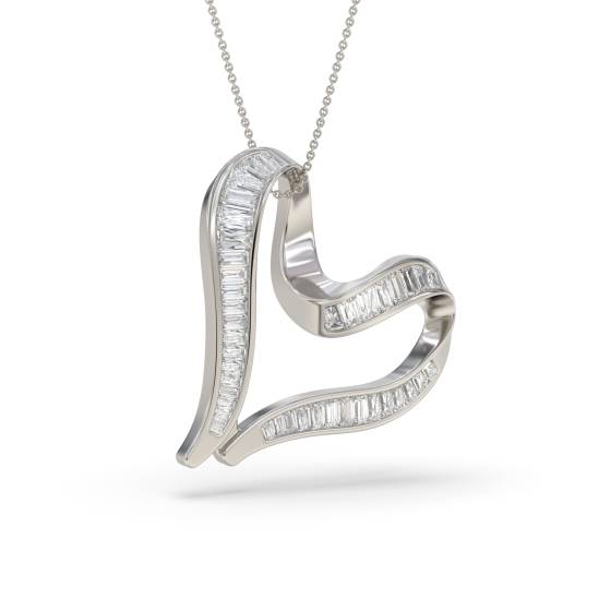 Classic Baguette Diamond Heart Pendant