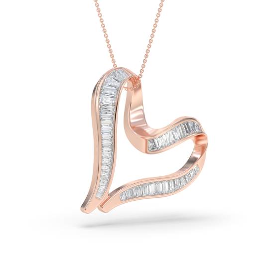 Classic Baguette Diamond Heart Pendant