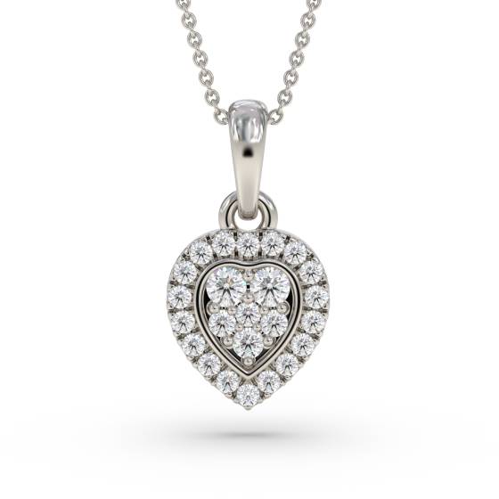 Round Diamond Heart Shaped Pendant