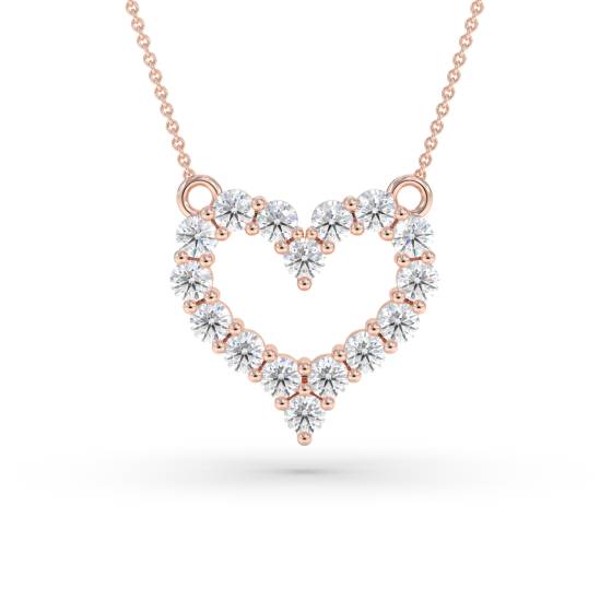 Round Labgrown Diamond Heart Shape Cluster Pendant
