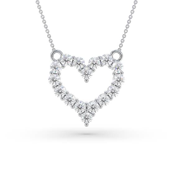 Round Labgrown Diamond Heart Shape Cluster Pendant