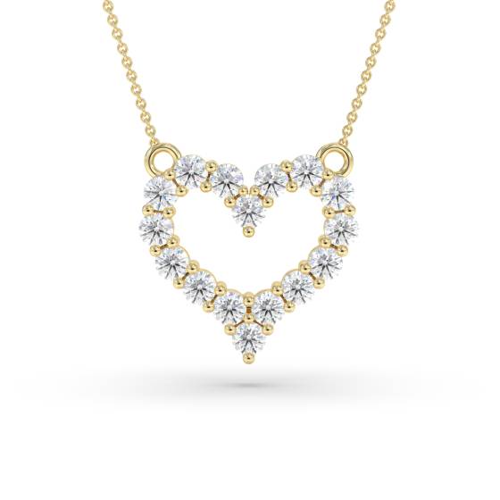 Round Labgrown Diamond Heart Shape Cluster Pendant
