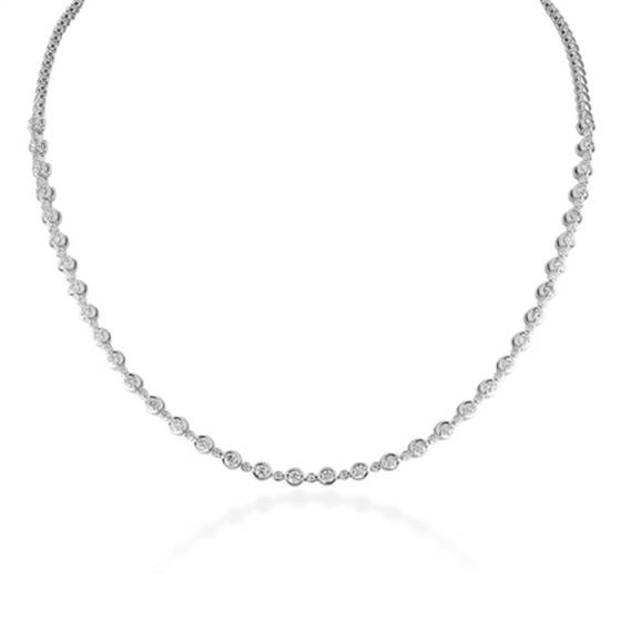 Round Diamond Single Row Alternating Necklace