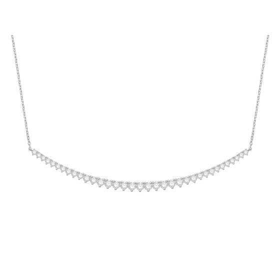 Round Diamond Graduated 3 Claw Chain Necklace-U Shape