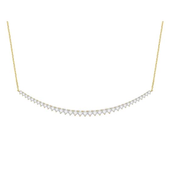 Round Diamond Graduated 3 Claw Chain Necklace-U Shape