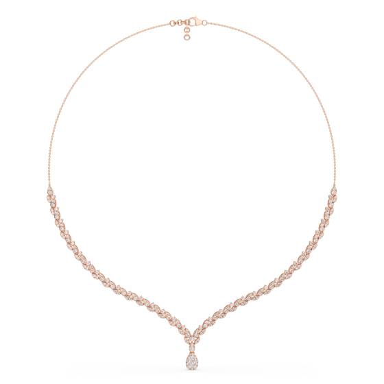 Pear Diamond Drop Cluster Chain Necklace