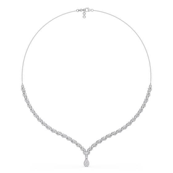 Pear Diamond Drop Cluster Chain Necklace
