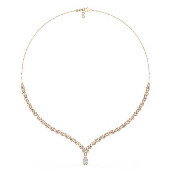Pear Diamond Drop Cluster Chain Necklace