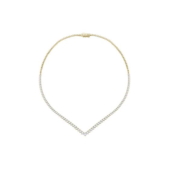 Round Diamond V Shape Pear Halo Drop Cluster Tennis Necklace