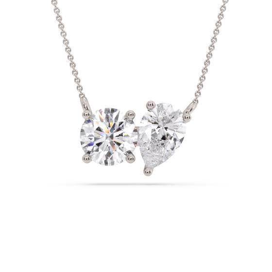 Toi Et Moi Round and Pear Diamond Pendant