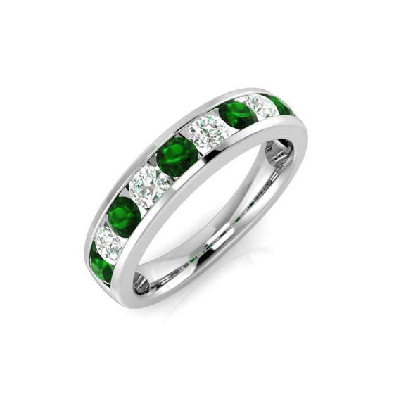 0,85 ct grüner Smaragd- und Diamant-Ewigkeitsring